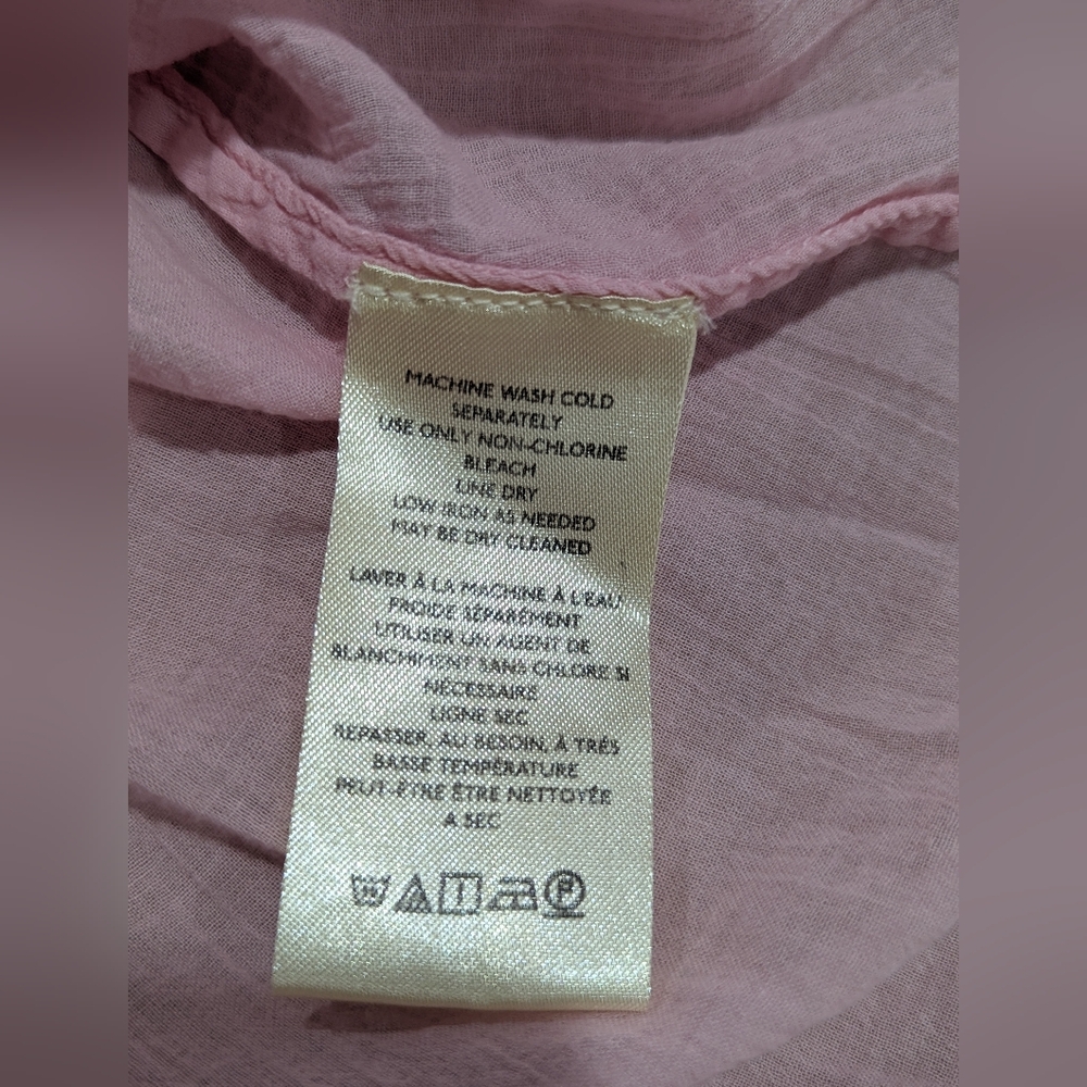 We the Free Soft Pink Float Away Gauzy Cotton Button Up Blouse Size Small EUC - Picture 7 of 8